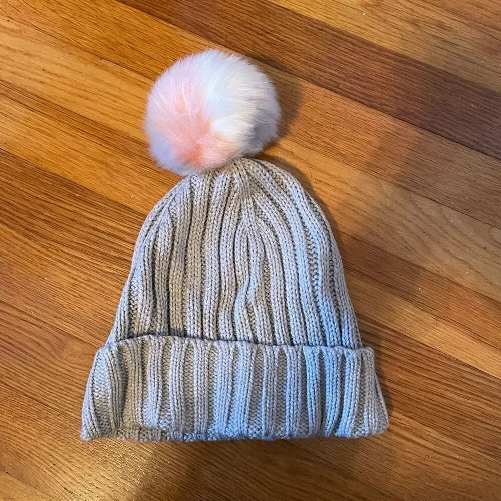 J CREW | ribbed pom pom beanie heather gray NWT